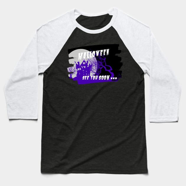 Purple church. Halloween is comming in rectangular frame Baseball T-Shirt by PopArtyParty